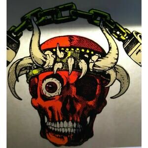 Grateful Dead Car Window Decal Vintage Orange Devil Skull Horns 1989 Wizard Wear